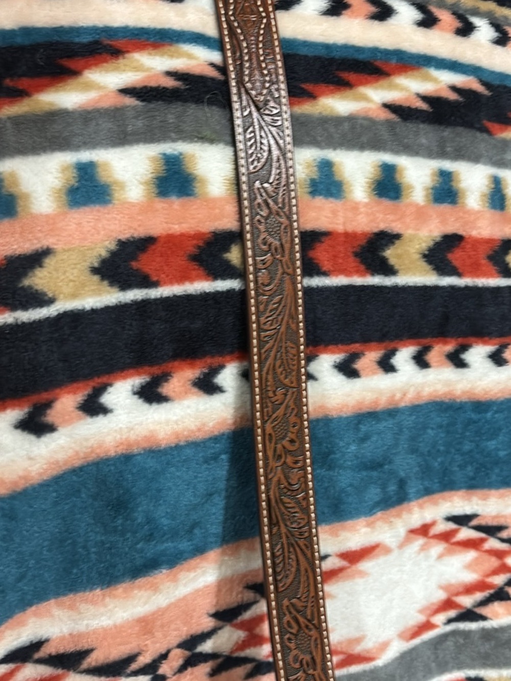 Tooled Brown Kids Leather Belt